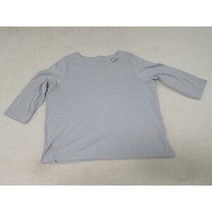Allison‎ Daley Shirt Womens 1X Gray 3/4 Sleeve Blouse Cotton Casual Solid Tee